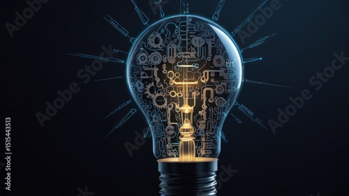 Illuminated lightbulb with intricate mechanical design