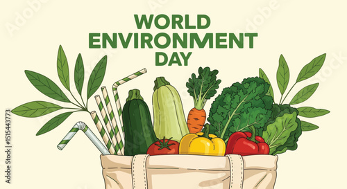 World environment day illustration green planet eco friendly concepts nature conservation