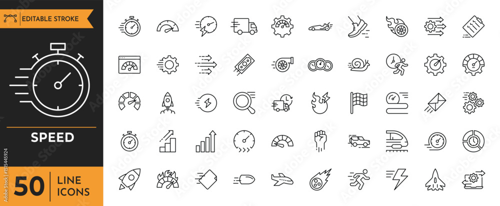 Φωτογραφία Speed outline icon set