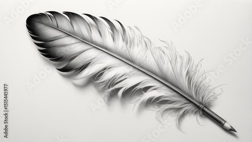 Detailed feather, grayscale