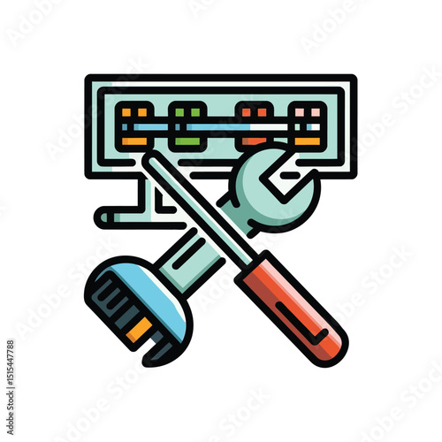  vector icons representing home fix and factory maintenance, gas and electricity maintenance                              
