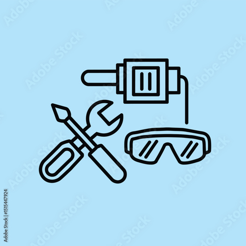  vector icons representing home fix and factory maintenance, gas and electricity maintenance                              
