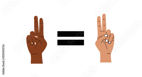 Equal rights movement equality hands skin tones diversity inclusion equal rights human rights concept vector illustration