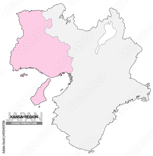 日本地図 関西地方 兵庫県 県境無し 03