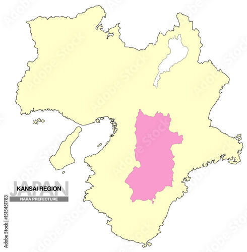 日本地図 関西地方 奈良県 県境無し 02