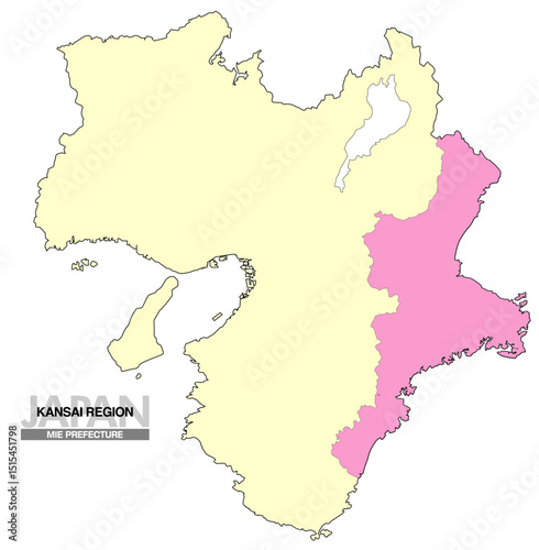 日本地図 関西地方 三重県 県境無し 02