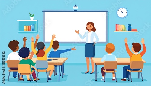 Teacher Leading Classroom Lesson.