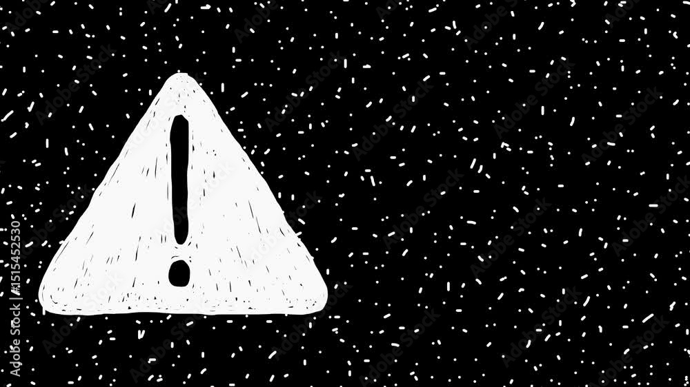 White wiggly hand drawn warning sign dotted background on alpha