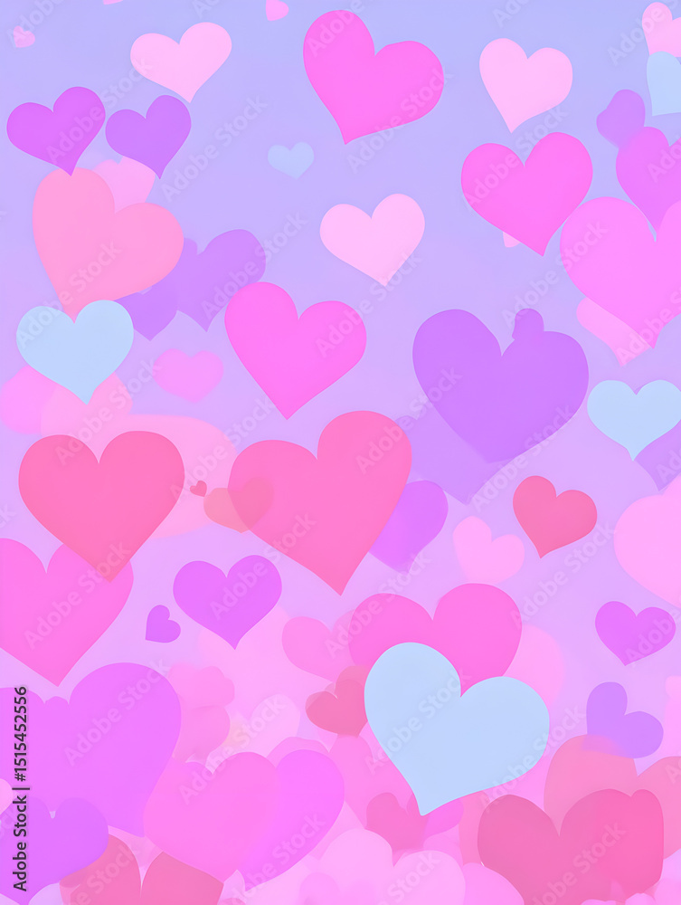 Abstract Pink and Purple Heart Pattern with Soft Pastel Shades Romantic and Playful Visual Design for Social Media Advertising Campaigns