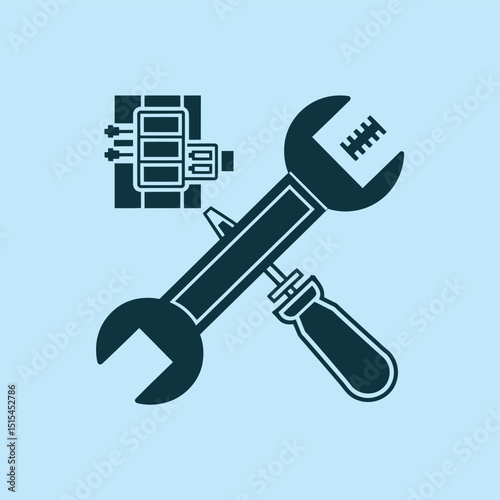  vector icons representing home fix and factory maintenance, gas and electricity maintenance                              
