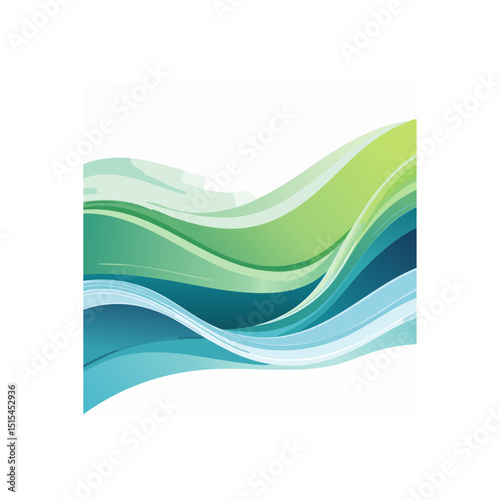 Abstract flowing waves with green and blue gradient colors background