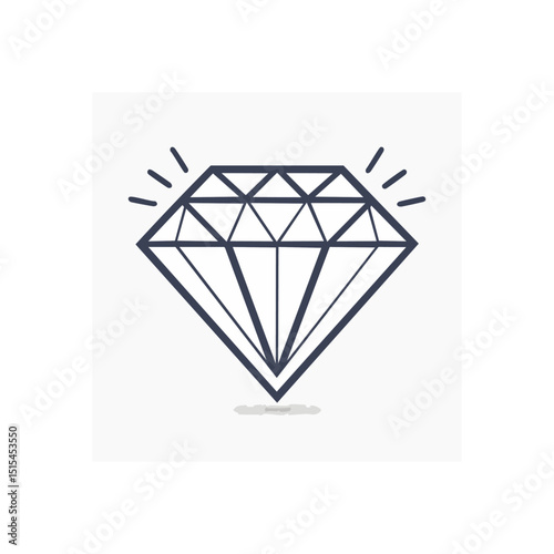 Elegant diamond vector illustration with geometric facets and sparkling lines