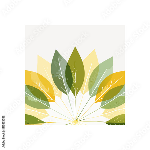 Illustration of vibrant leaves arranged in a radiating pattern design
