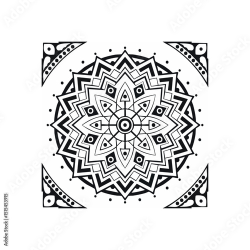 Ornate geometric mandala design features intricate patterns and symmetry