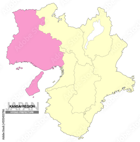 日本地図 関西地方 兵庫県 県境有り 02