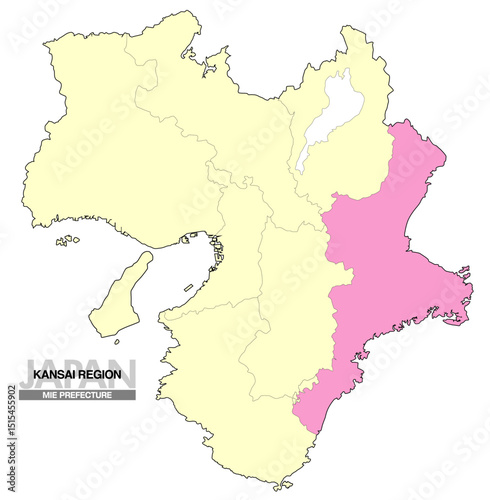 日本地図 関西地方 三重県 県境有り 02
