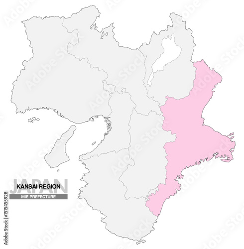 日本地図 関西地方 三重県 県境有り 03