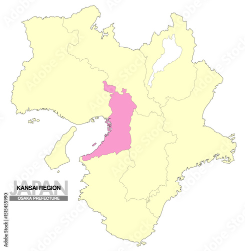 日本地図 関西地方 大阪府 県境有り 02