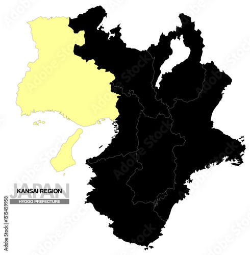 日本地図 関西地方 兵庫県 県境有り 01