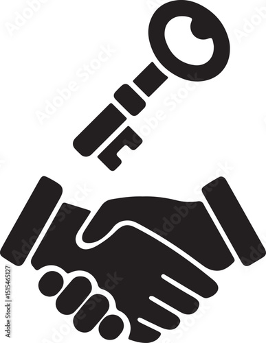 an illustration of a handshake and a key
