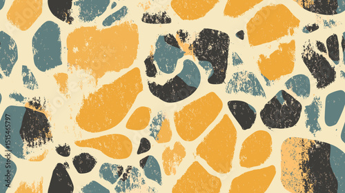 Abstract colorful pattern with irregular shapes in yellow and blue  