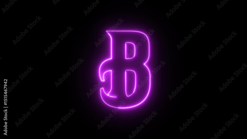neon glowing light B letter icon animation on black background neon glowing light B letter icon animation on black background