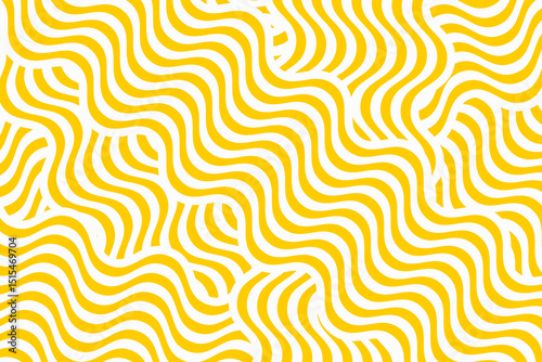 Curvy yellow lines. Ramen or noodle pattern. Pasta, tagliatelle, macaroni or capellini background. Undulated spaghetti texture. Traditional Italian, Chinese of Japanese food print. Vector illustration