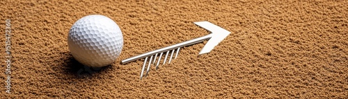 Golf ball and divot repair tool on sand, Golfing ,Sports