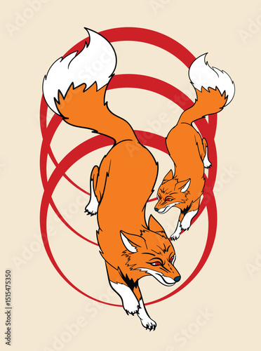fox illustration with japanese style for kaijune event
