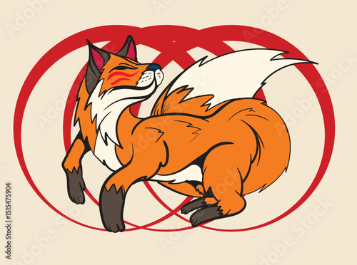fox illustration with japanese style for kaijune event
