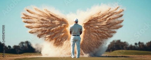 Golfer with Sand Wings Angelic Swing Concept, Golf , Fantasy