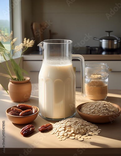 Selbstgemachte Hafermilch mit Datteln und Vanille – Schritt-für-Schritt photo