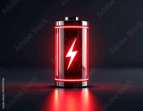 Red battery icon on dark background