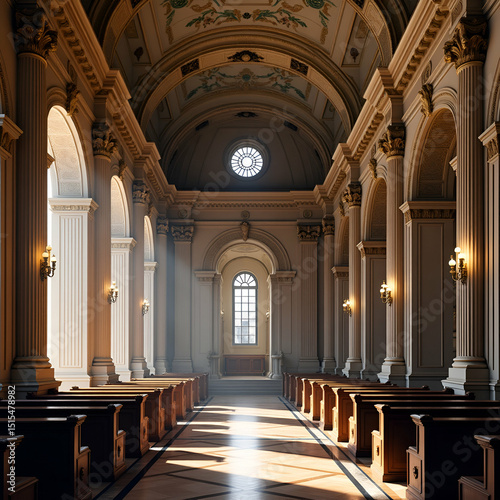 Dramatic Baroque Architecture  Ornate Churches  Palaces   Public Buildings with Expansive Left Space for Text
