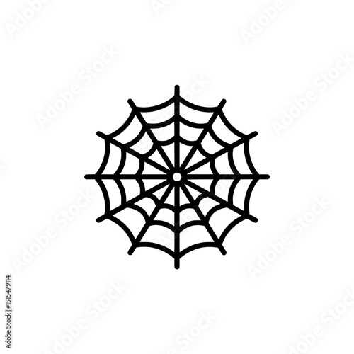 Spiderweb Icon: Simple Black Line Art for Halloween and Design Projects