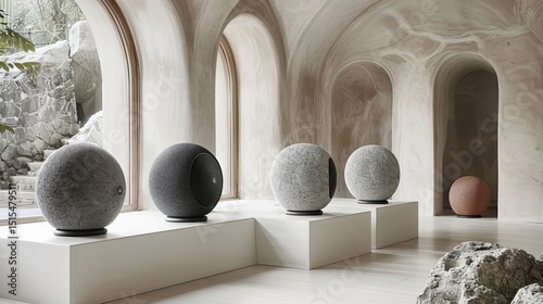 Stylish Spherical Speakers in Modern Architectural Interior Design