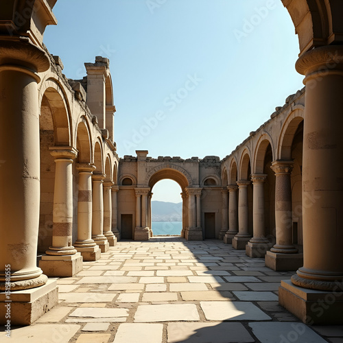 Ancient ruins as dramatic wedding venues providing unparalleled atmosphere for destination ceremonies in  Photo Stock  Concept  and empty space on the left side