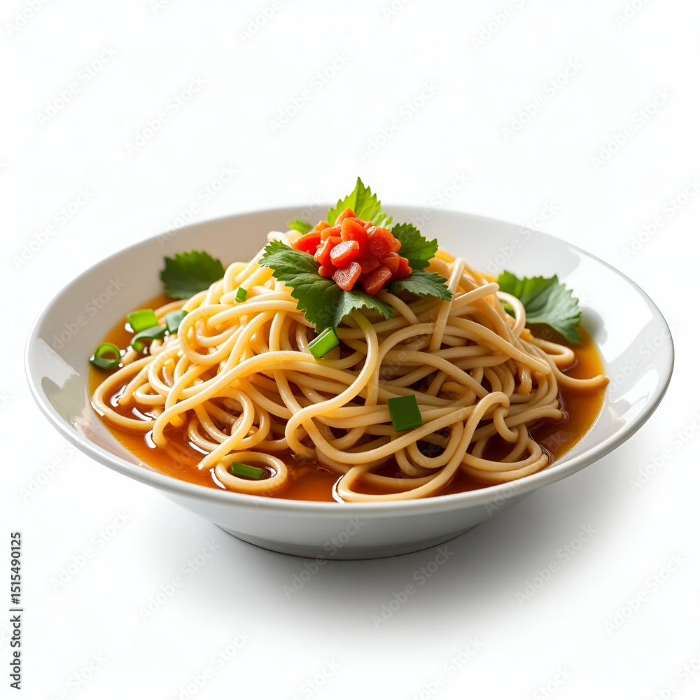 High-Resolution Image of Chinese Noodles on White Background: Perfect for Recipe Blogs, Noodle Bars, and Digital Menus - Showcasing Silky Strands, Broth Clarity, and Garnish Details High-Resolution Image of Chinese Noodles on White Background: Perfect for Recipe Blogs, Noodle Bars, and Digital Menus - Showcasing Silky Strands, Broth Clarity, and Garnish Details