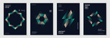 Modern gradient poster background vector set. Cover template with vibrant perspective geometric prism shapes. Ideal design for social media, cover, banner, flyer. 