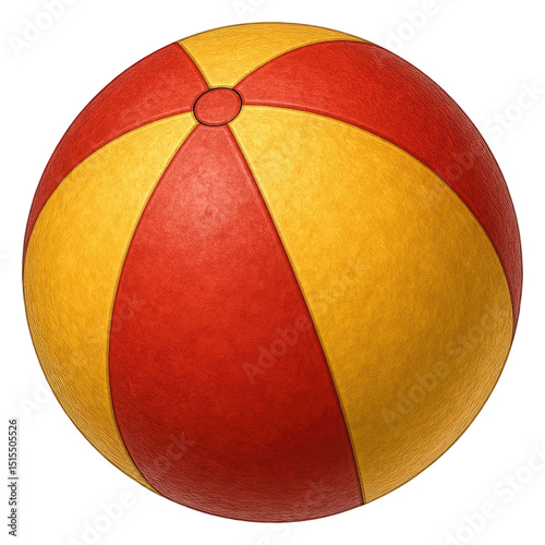 Red yellow beach ball isolated transparent background perfect for summer fun