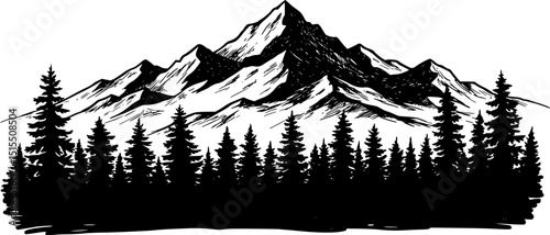 mountains with trees vector