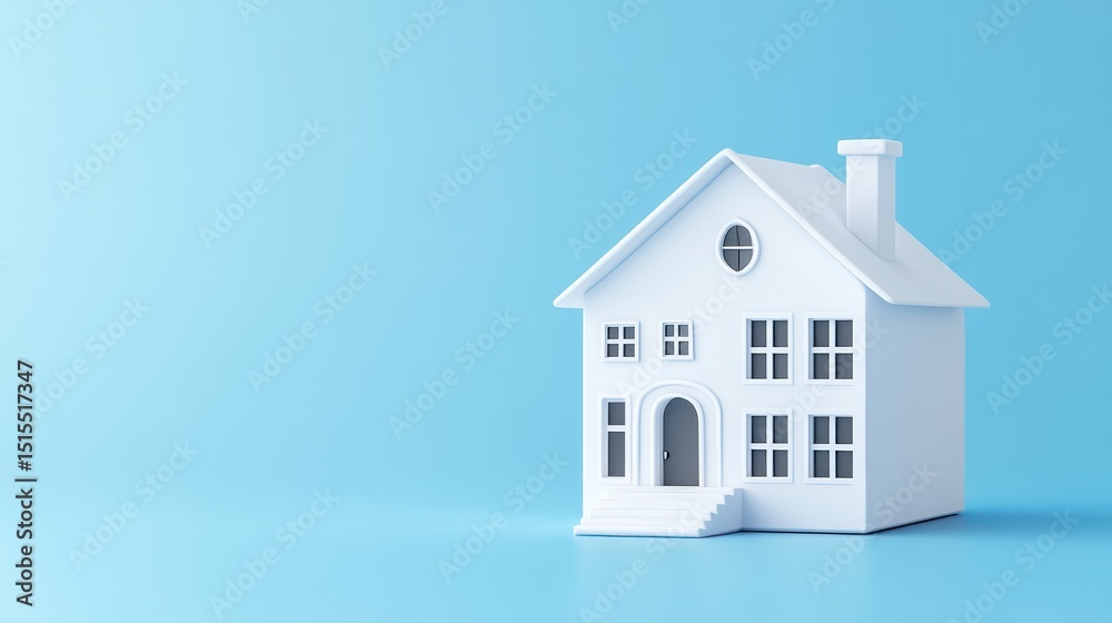 Minimalist home design showcasing a pristine white house against a serene blue backdrop Minimalist home design showcasing a pristine white house against a serene blue backdrop
