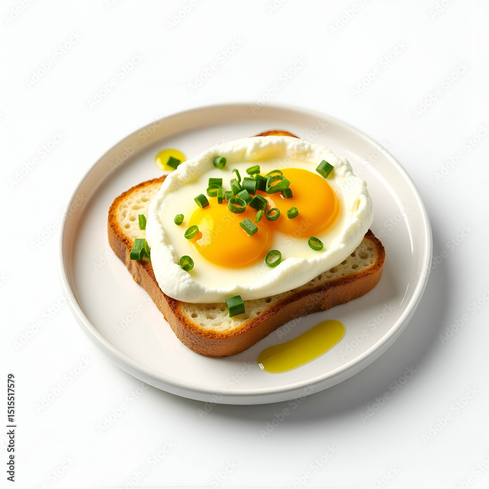Artful Egg Toast with Whipped Egg Spread, Chives, and Microgreens on Artisanal Bread - Minimalist Styling and Professional Studio Lighting Artful Egg Toast with Whipped Egg Spread, Chives, and Microgreens on Artisanal Bread - Minimalist Styling and Professional Studio Lighting