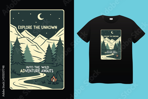 Camping T-Shirt Design – Outdoor Adventure, Nature Lover, and Wilderness Graphic Tee.