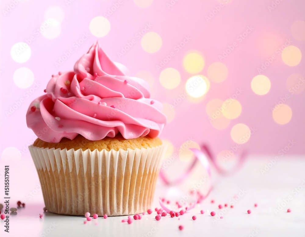 Pink cupcake with frosting Pink cupcake with frosting