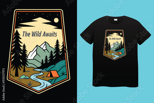 Camping T-Shirt Design – Outdoor Adventure, Nature Lover, and Wilderness Graphic Tee.