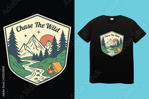 Camping T-Shirt Design – Outdoor Adventure, Nature Lover, and Wilderness Graphic Tee.