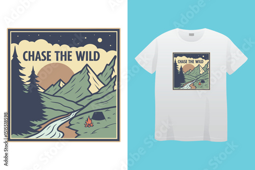 Camping T-Shirt Design – Outdoor Adventure, Nature Lover, and Wilderness Graphic Tee.