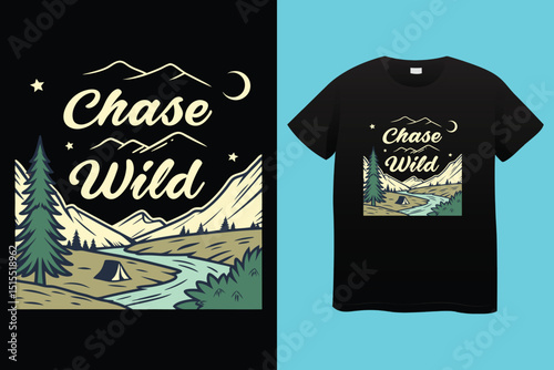 Camping T-Shirt Design – Outdoor Adventure, Nature Lover, and Wilderness Graphic Tee.