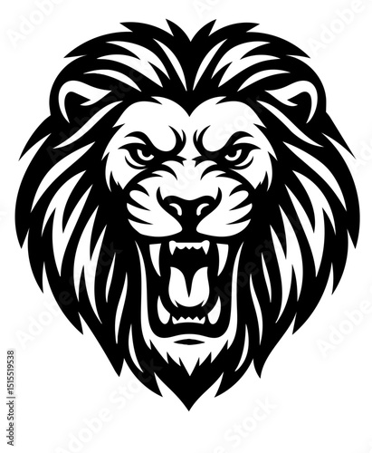 A lion with its mouth open and teeth bared